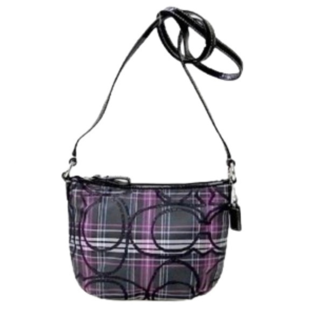 Coach F46167 sparkle tartan plaid crossbody NWT